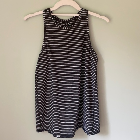 Lululemon open back tank top gray white stripe - Picture 1 of 4